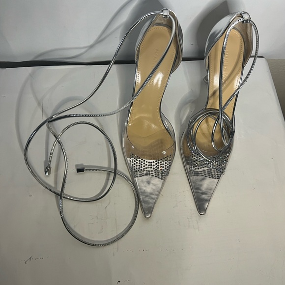 Mach & Mach Bow-shaped crystals & PVC detail Pump Clear/Silver SZ 40EU/10US NWOB - Picture 14 of 15